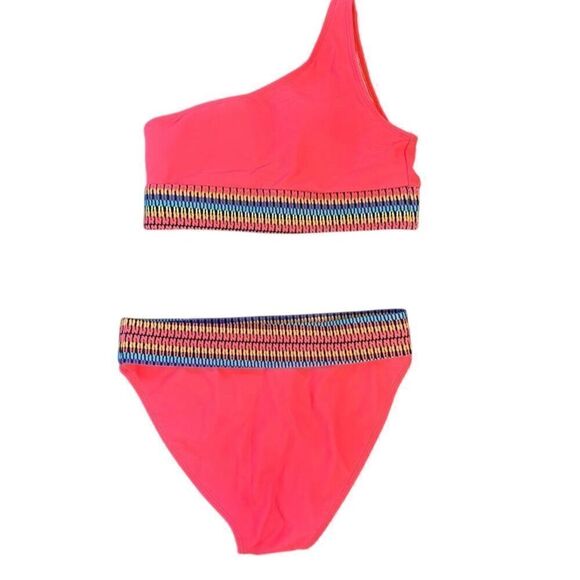 SHEIN Women's Small Neon Pink One-Shoulder Bikini Set 2 Piece - Picture 3 of 8